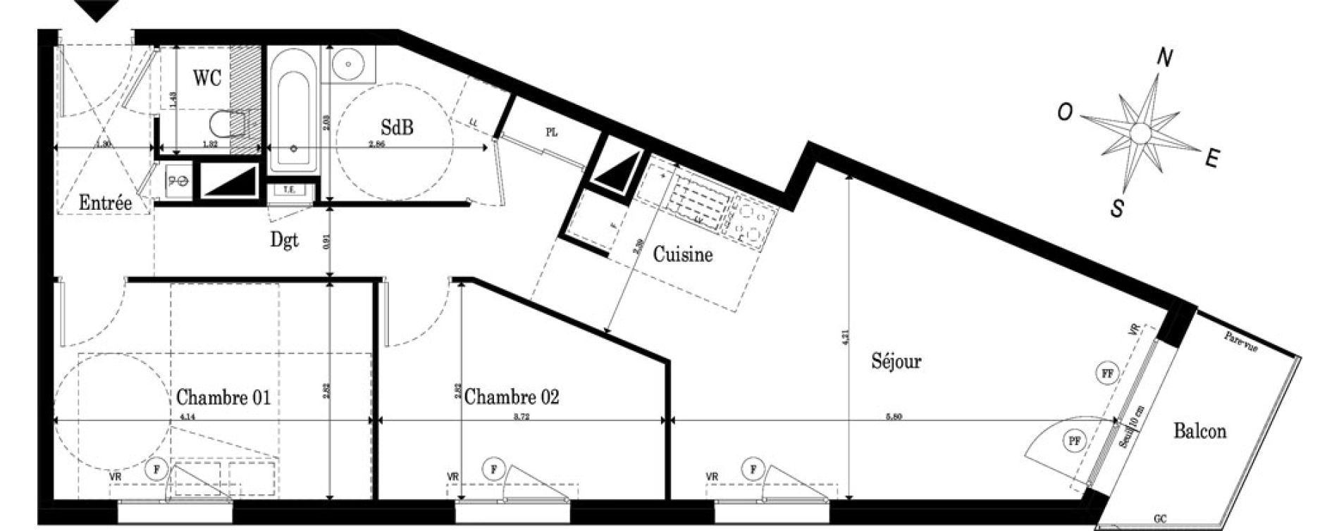 Appartement T3 de 63,40 m2 &agrave; Saint-S&eacute;bastien-Sur-Loire Jaunaie - profondine