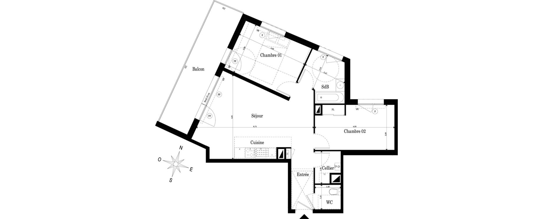 Appartement T3 de 63,54 m2 &agrave; Saint-S&eacute;bastien-Sur-Loire Jaunaie - profondine