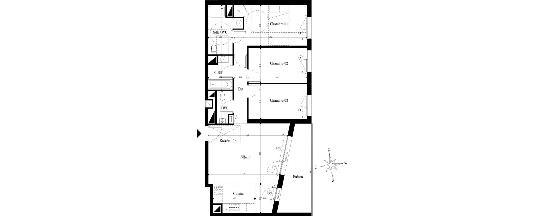 Appartement T4 de 79,61 m2 &agrave; Saint-S&eacute;bastien-Sur-Loire Jaunaie - profondine