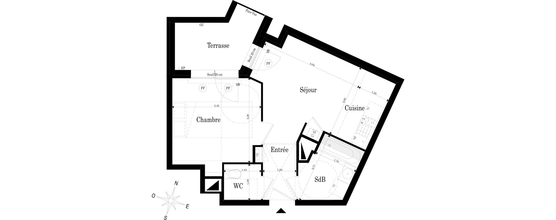 Appartement T2 de 37,08 m2 &agrave; Saint-S&eacute;bastien-Sur-Loire Jaunaie - profondine