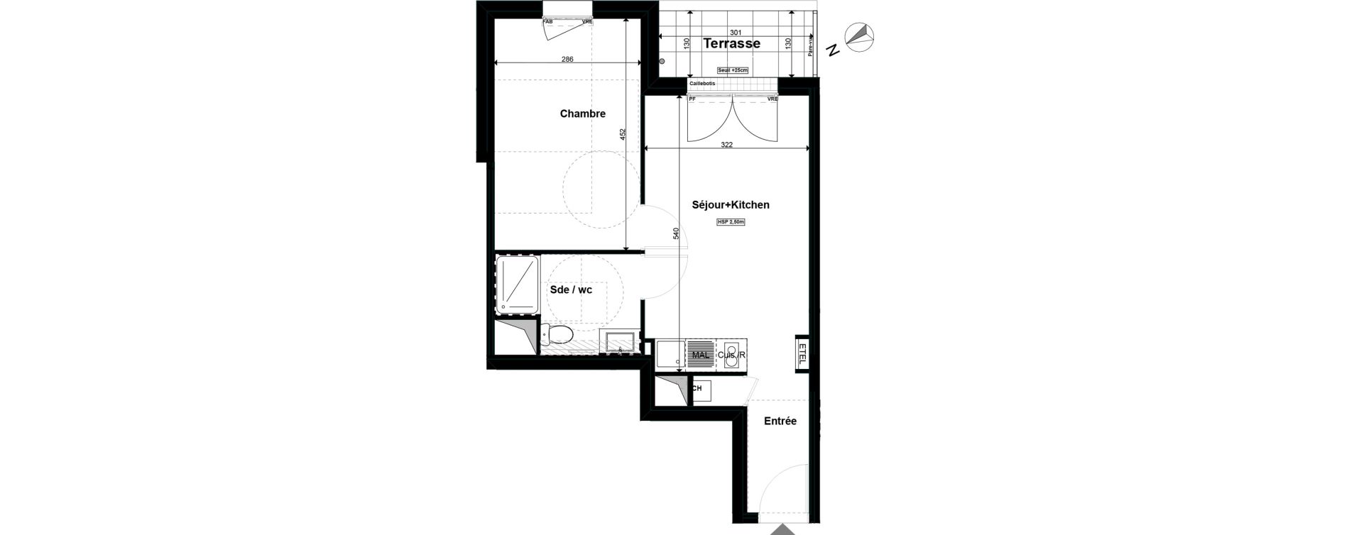 Appartement T2 de 38,99 m2 &agrave; Saint-S&eacute;bastien-Sur-Loire Fontaine - portereau