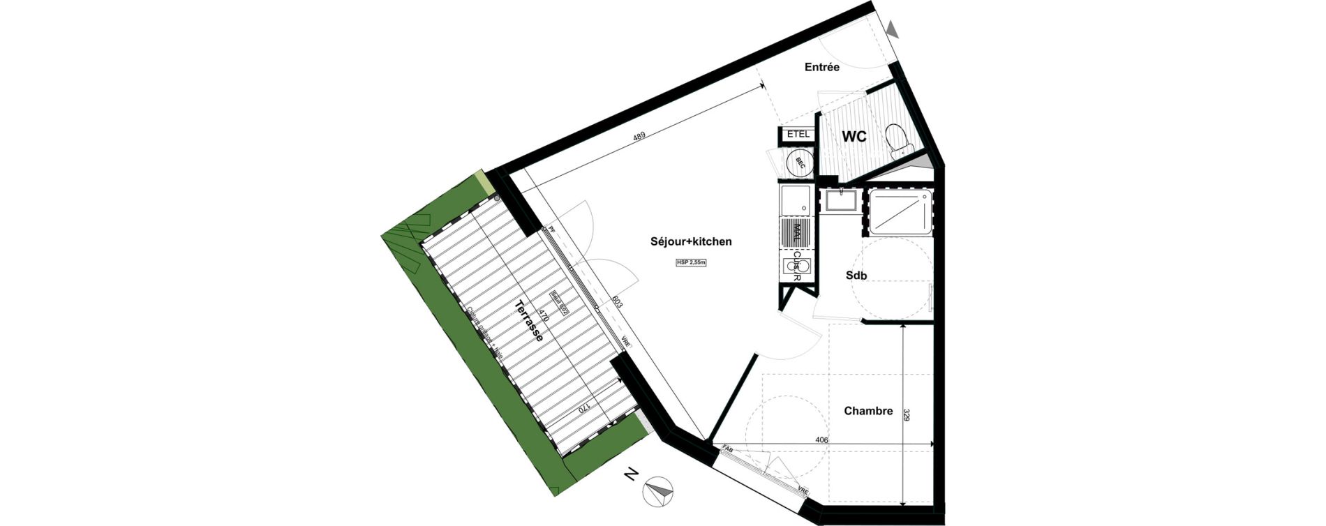 Appartement T2 de 42,69 m2 &agrave; Saint-S&eacute;bastien-Sur-Loire Fontaine - portereau