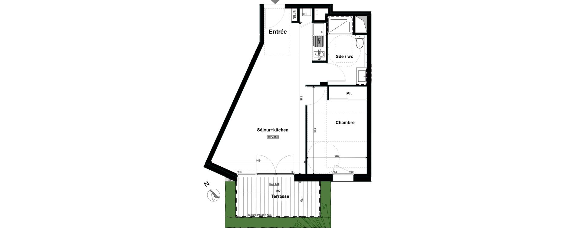 Appartement T2 de 43,56 m2 &agrave; Saint-S&eacute;bastien-Sur-Loire Fontaine - portereau