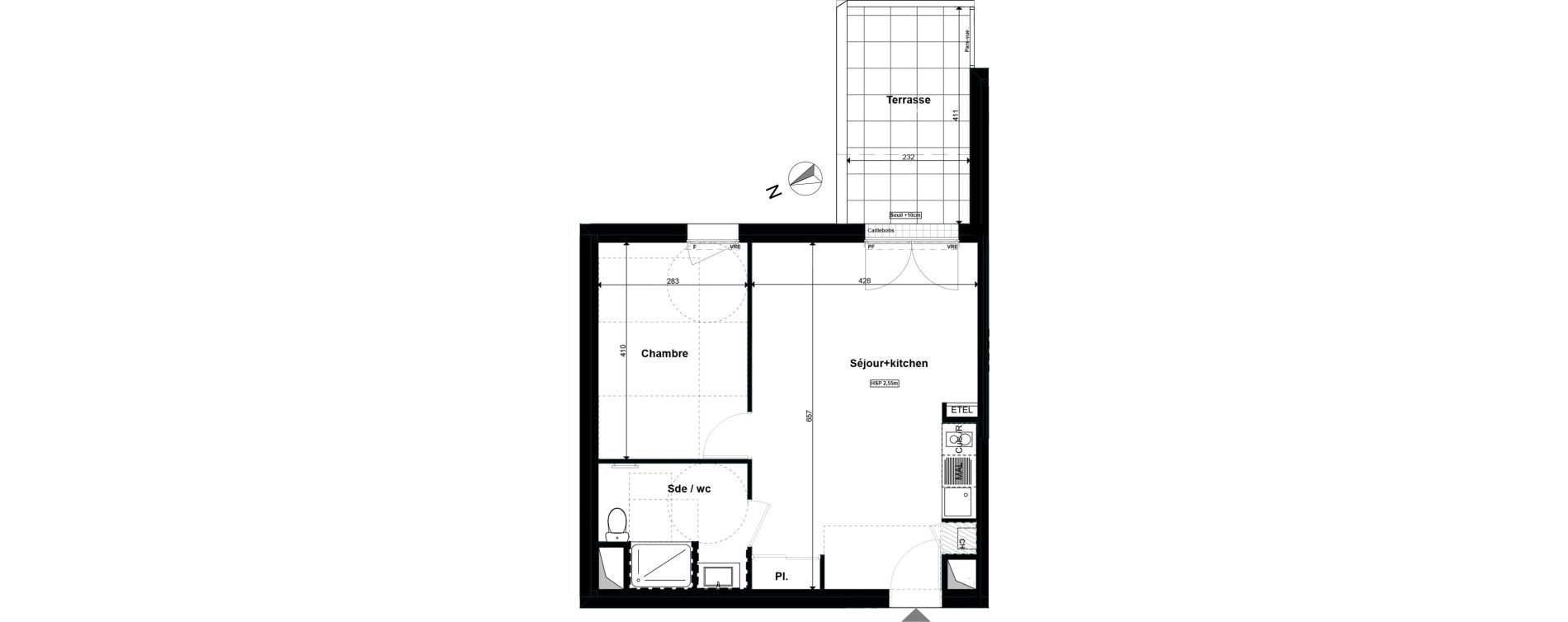 Appartement T2 de 45,17 m2 &agrave; Saint-S&eacute;bastien-Sur-Loire Fontaine - portereau