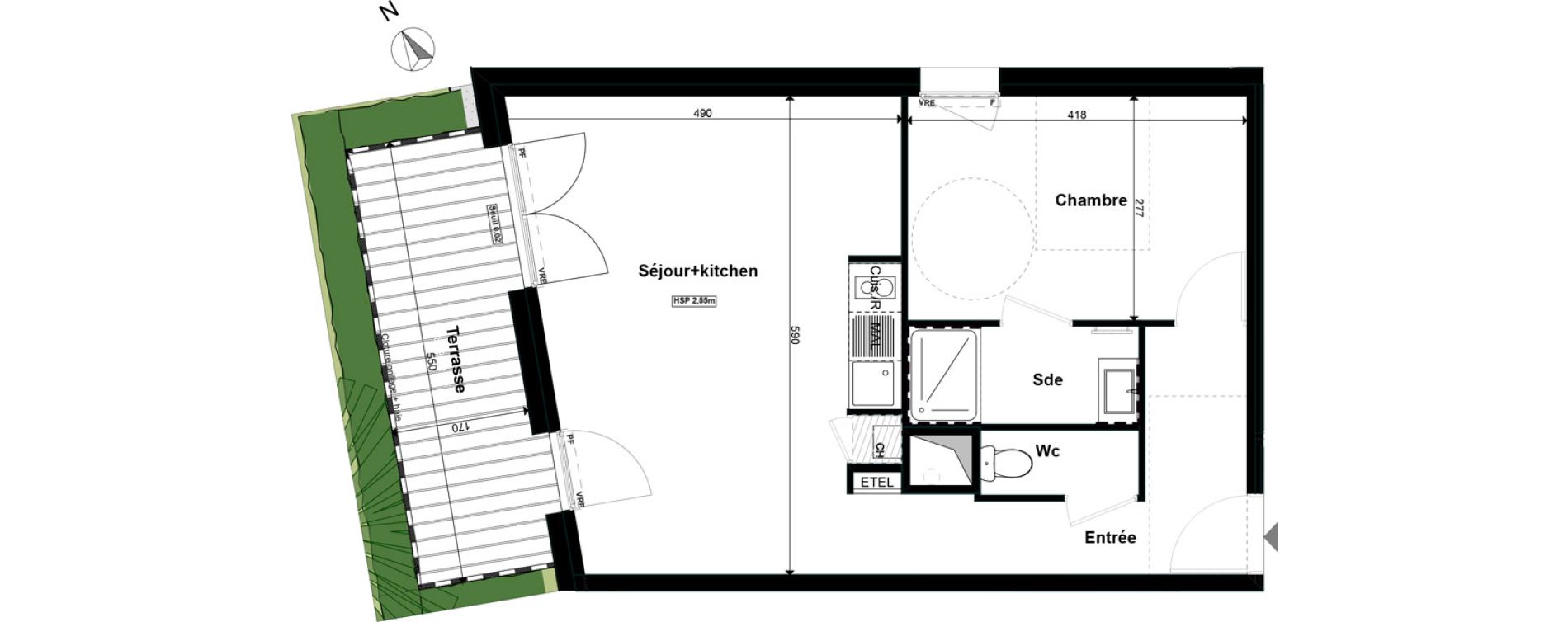 Appartement T2 de 49,24 m2 &agrave; Saint-S&eacute;bastien-Sur-Loire Fontaine - portereau