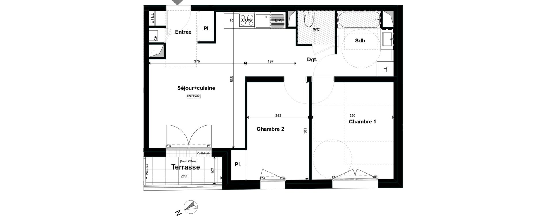 Appartement T3 de 55,37 m2 &agrave; Saint-S&eacute;bastien-Sur-Loire Fontaine - portereau