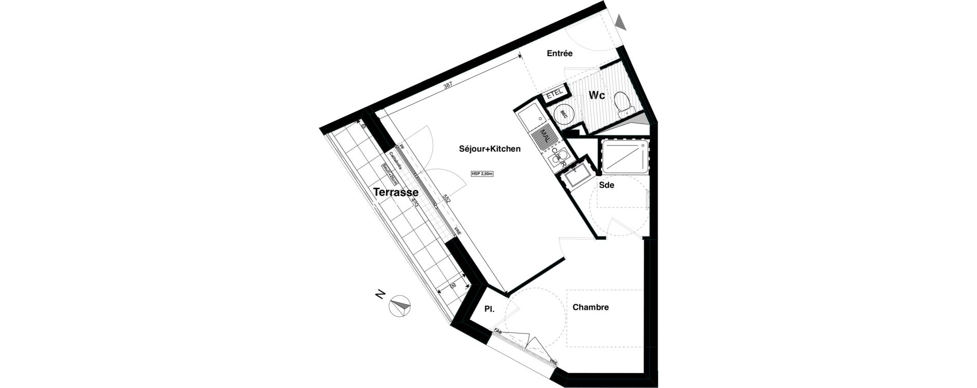 Appartement T2 de 36,32 m2 &agrave; Saint-S&eacute;bastien-Sur-Loire Fontaine - portereau