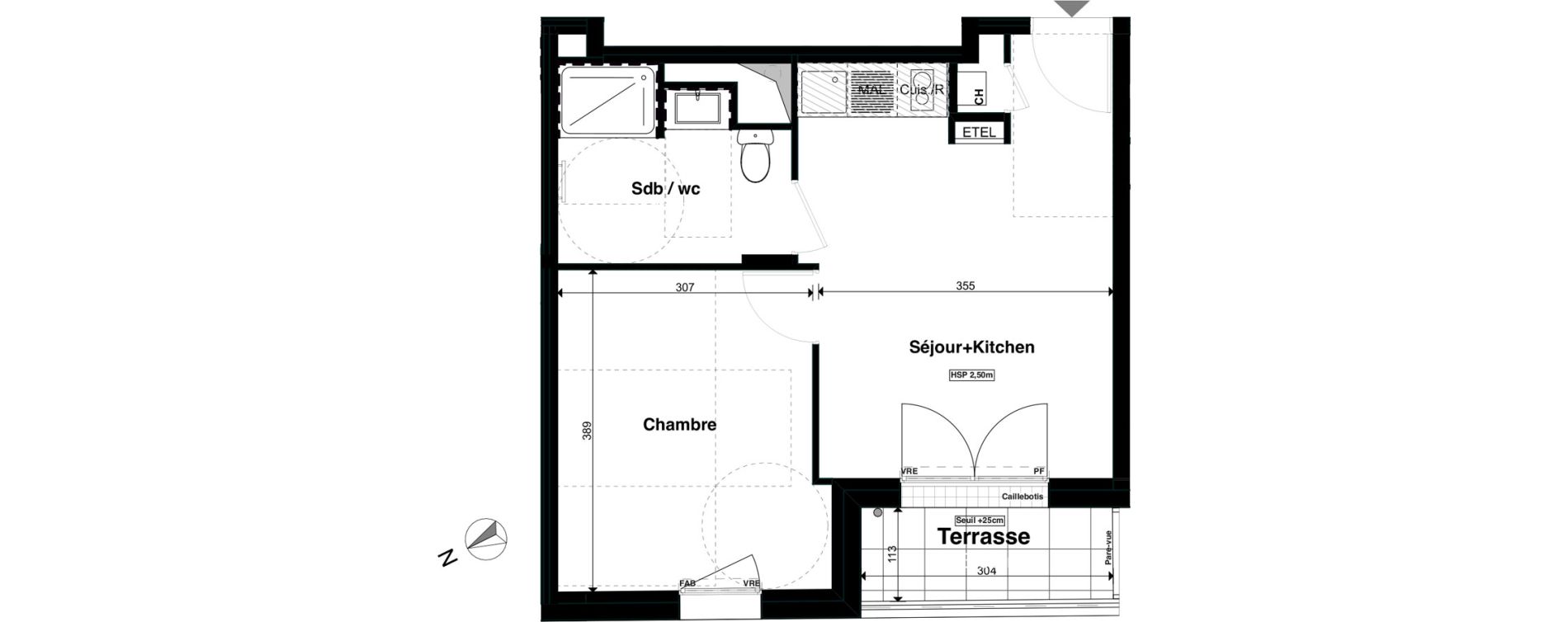 Appartement T2 de 36,81 m2 &agrave; Saint-S&eacute;bastien-Sur-Loire Fontaine - portereau