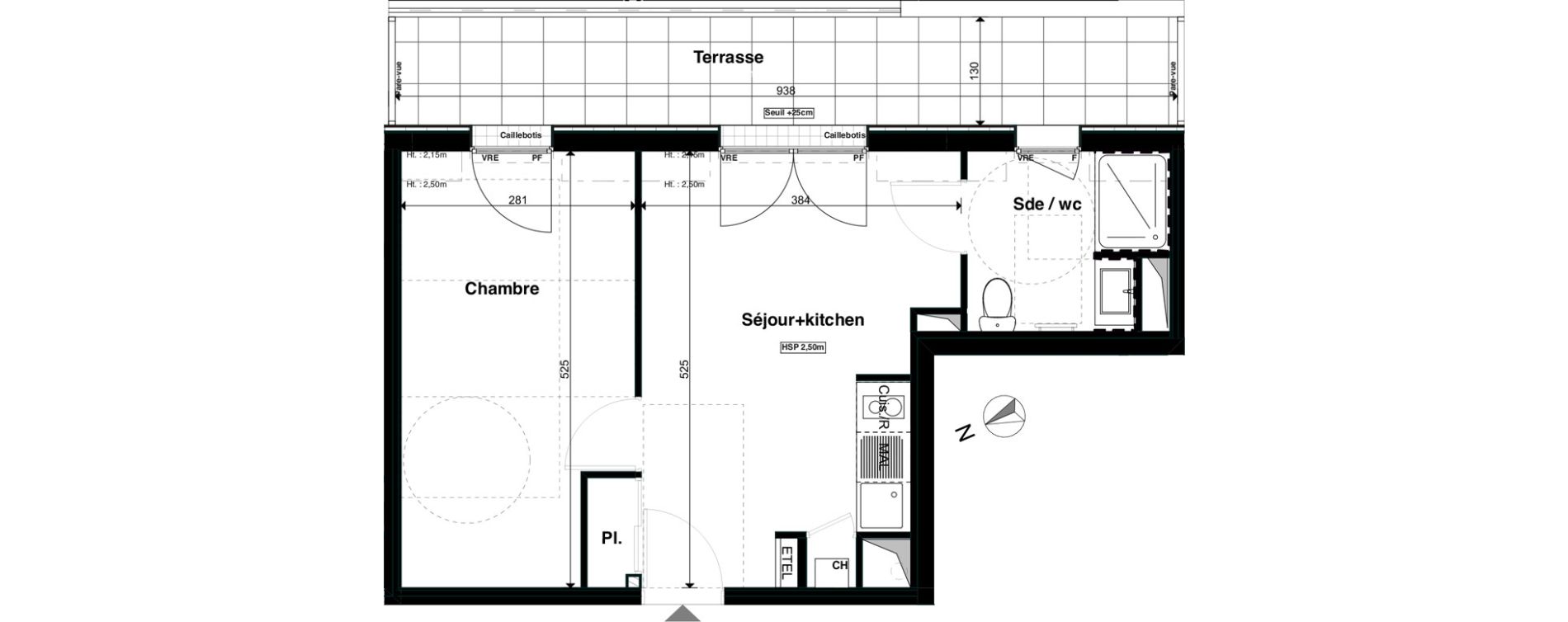 Appartement T2 de 37,10 m2 &agrave; Saint-S&eacute;bastien-Sur-Loire Fontaine - portereau