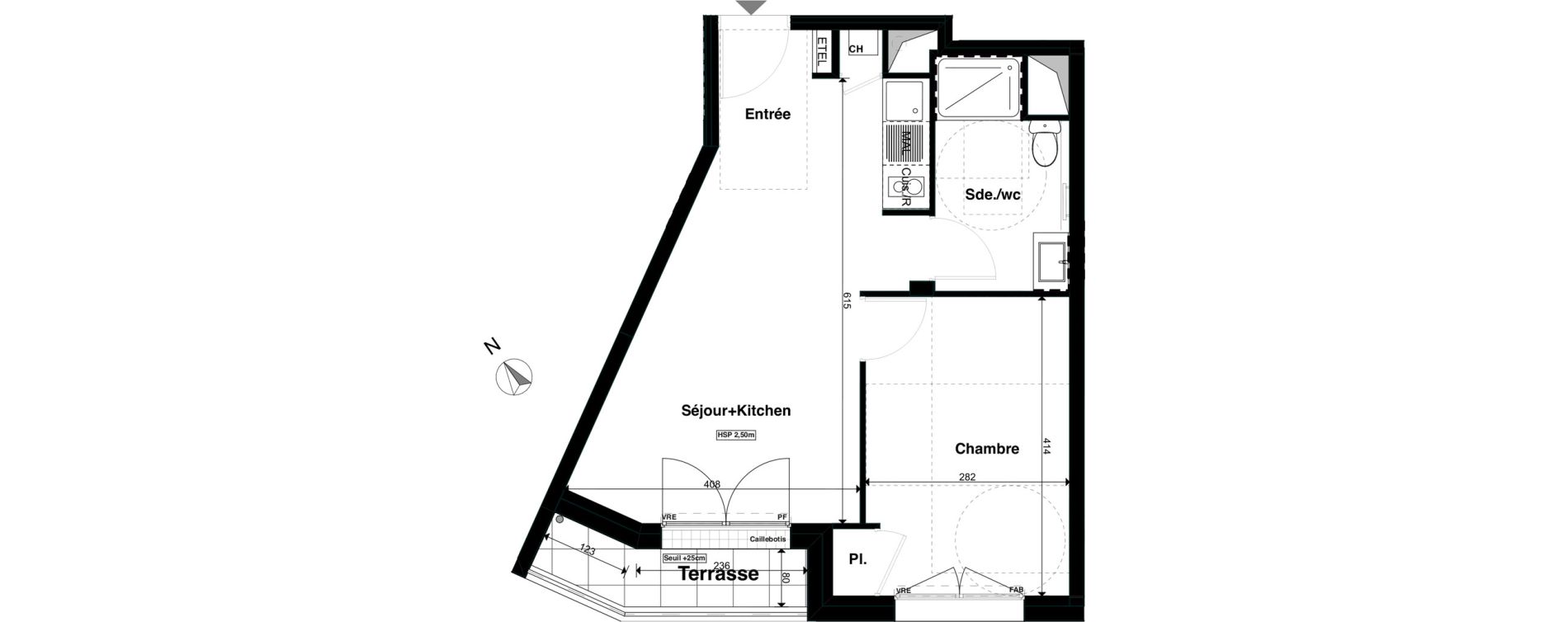 Appartement T2 de 39,59 m2 &agrave; Saint-S&eacute;bastien-Sur-Loire Fontaine - portereau