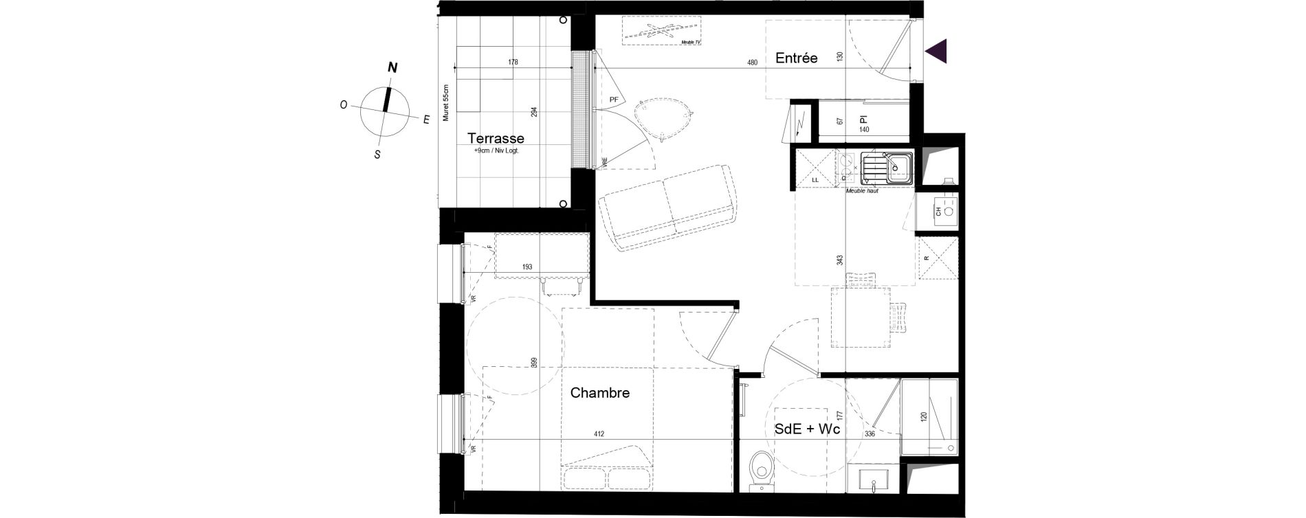 Appartement T2 de 44,41 m2 &agrave; Sainte-Luce-Sur-Loire La bougri&egrave;re