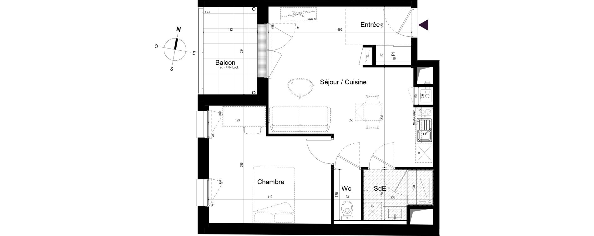 Appartement T2 de 43,93 m2 &agrave; Sainte-Luce-Sur-Loire La bougri&egrave;re