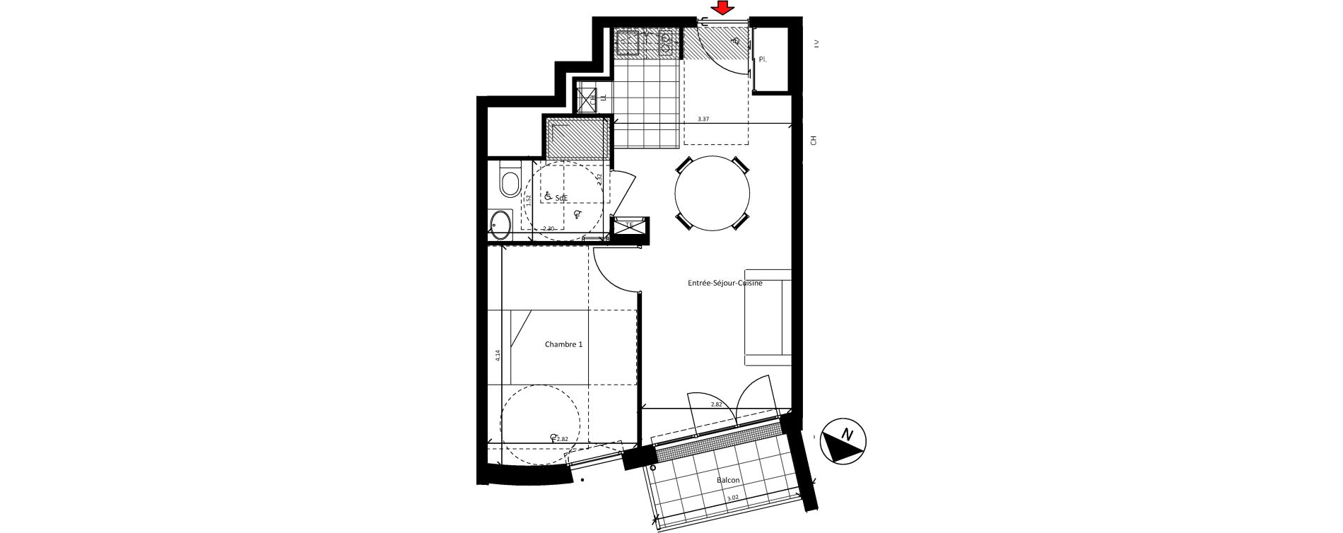 Appartement T2 de 39,18 m2 &agrave; Sainte-Luce-Sur-Loire La bougri&egrave;re