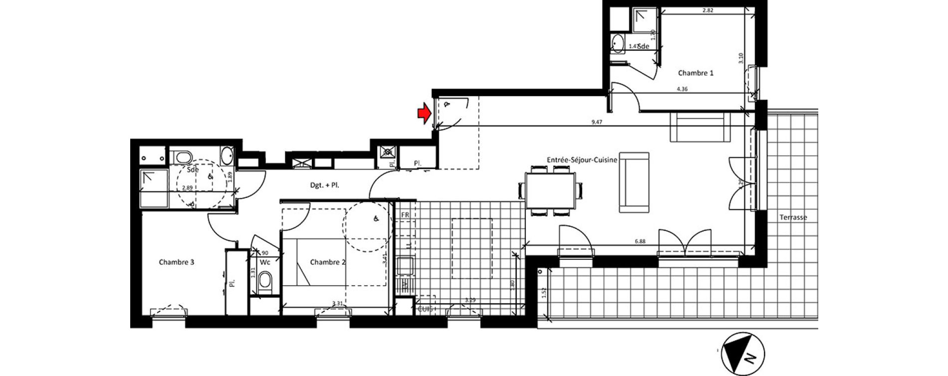 Appartement T4 de 100,32 m2 &agrave; Sainte-Luce-Sur-Loire La bougri&egrave;re