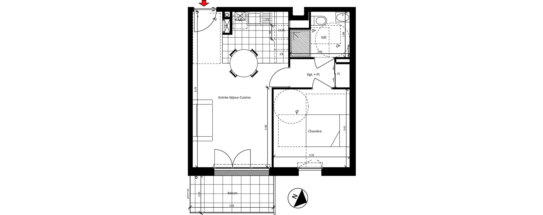 Appartement T2 de 44,25 m2 &agrave; Sainte-Luce-Sur-Loire La bougri&egrave;re