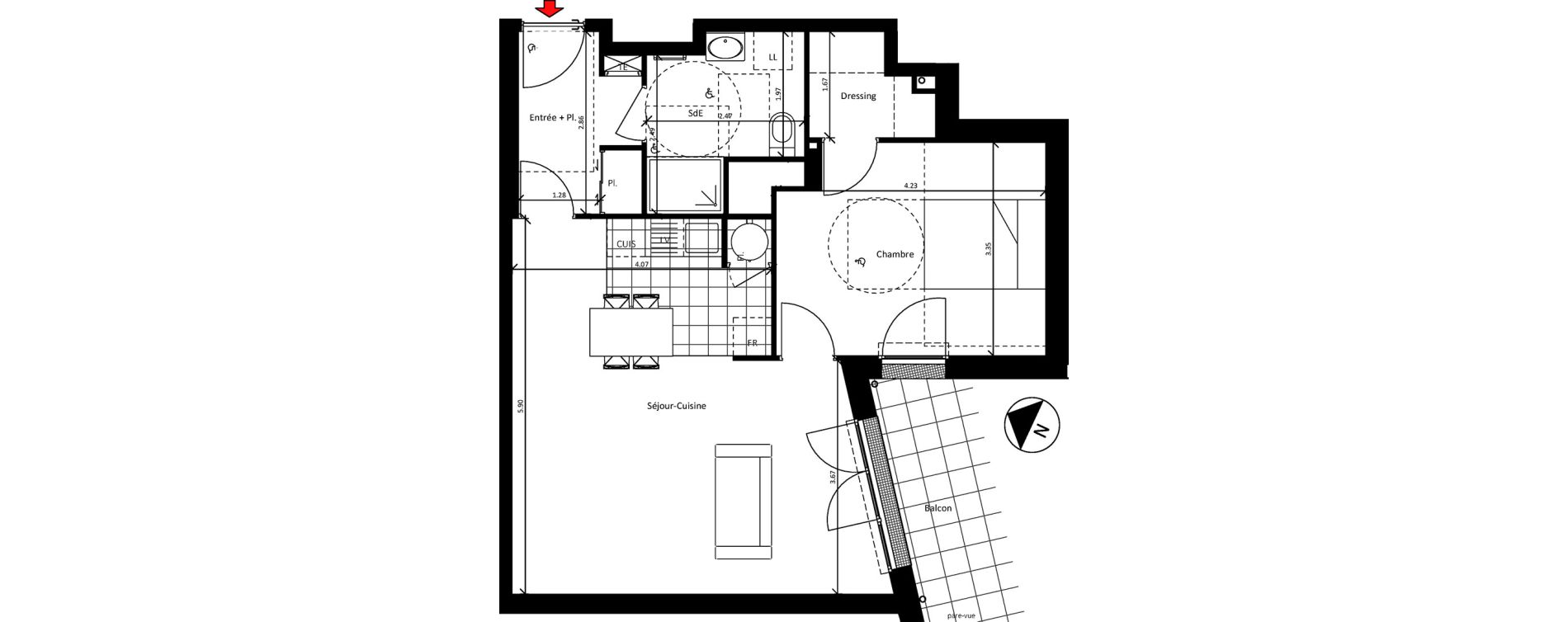 Appartement T2 de 56,32 m2 &agrave; Sainte-Luce-Sur-Loire La bougri&egrave;re