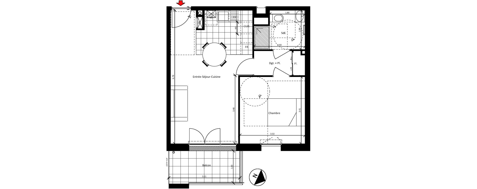 Appartement T2 de 44,42 m2 &agrave; Sainte-Luce-Sur-Loire La bougri&egrave;re