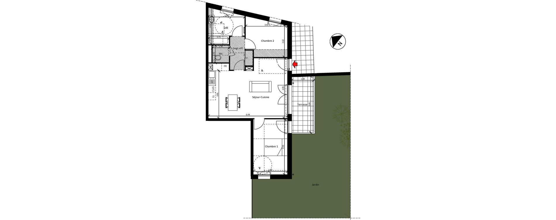 Appartement T3 de 65,12 m2 &agrave; Sainte-Luce-Sur-Loire La bougri&egrave;re