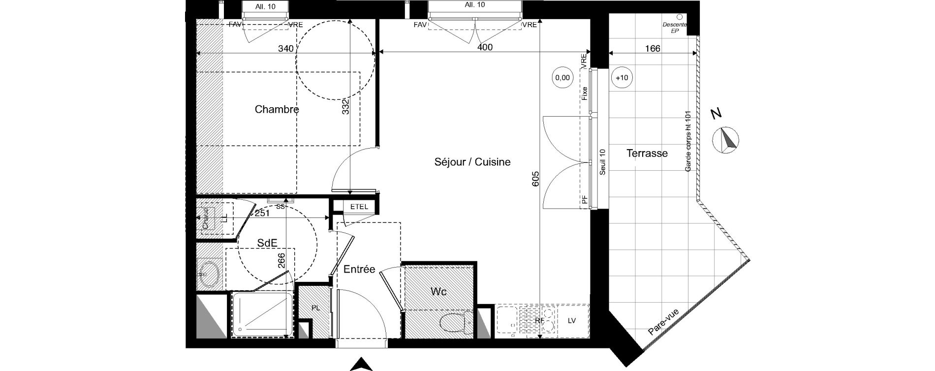 Appartement T2 de 43,23 m2 &agrave; Sautron Centre