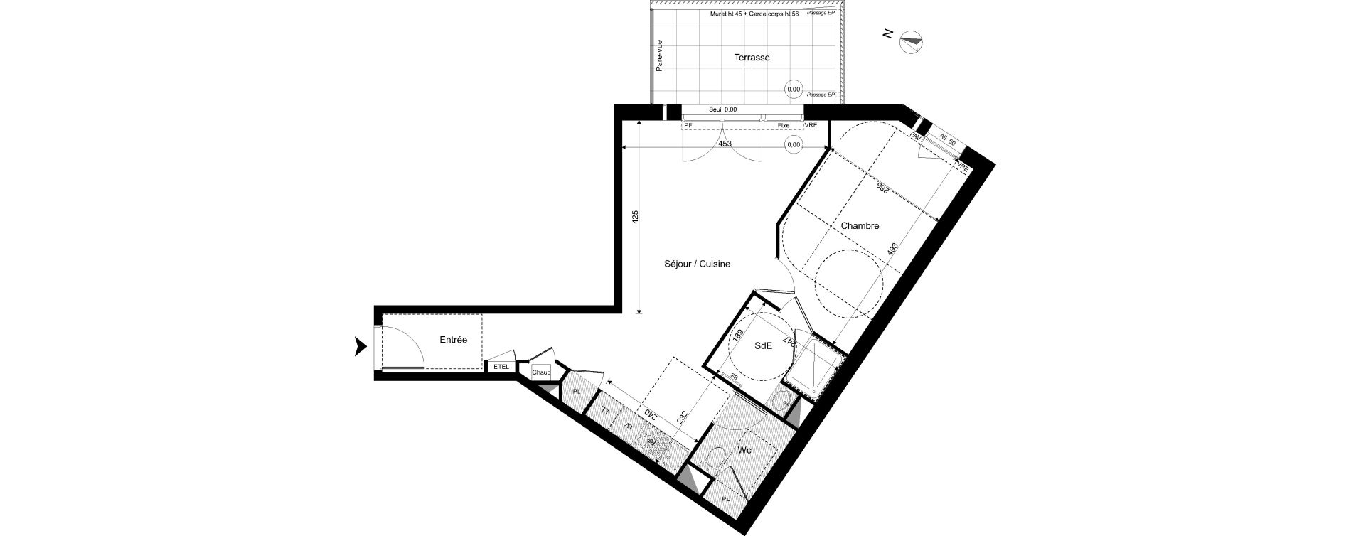 Appartement T2 de 51,80 m2 &agrave; Sautron Centre