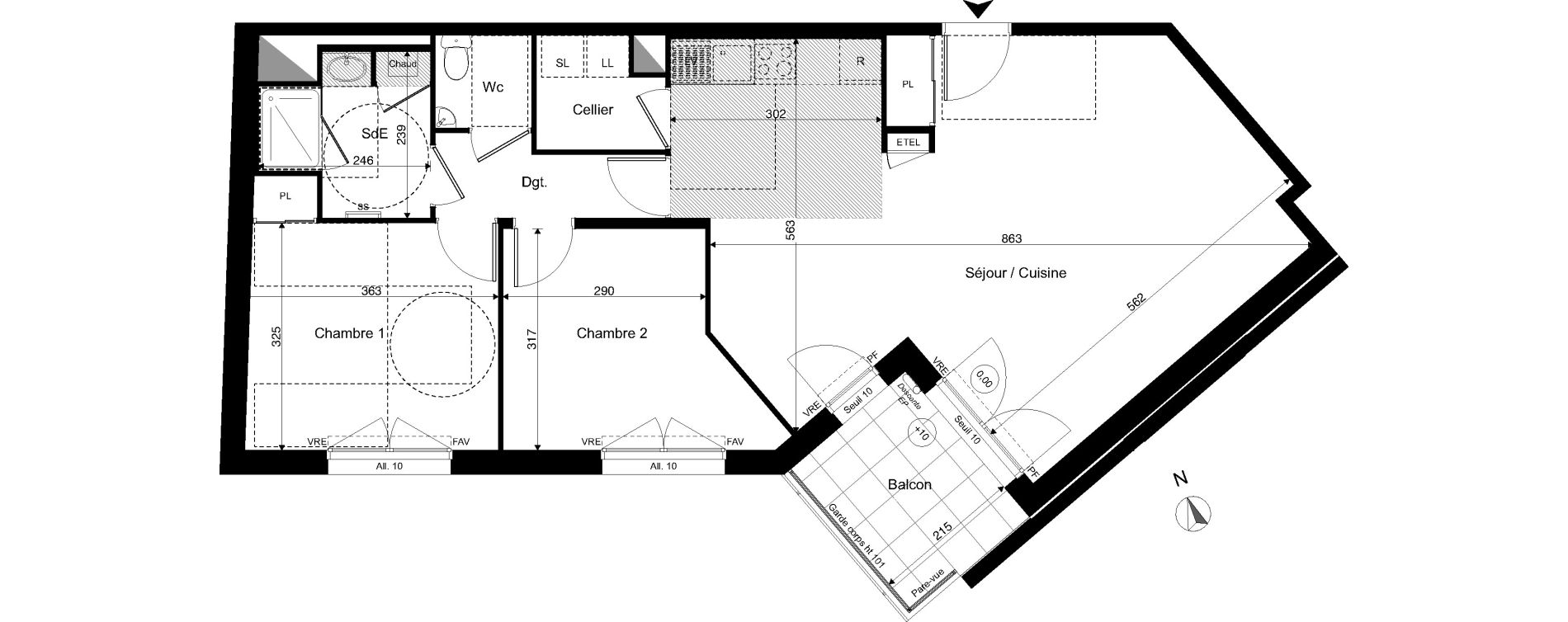 Appartement T3 de 76,19 m2 &agrave; Sautron Centre