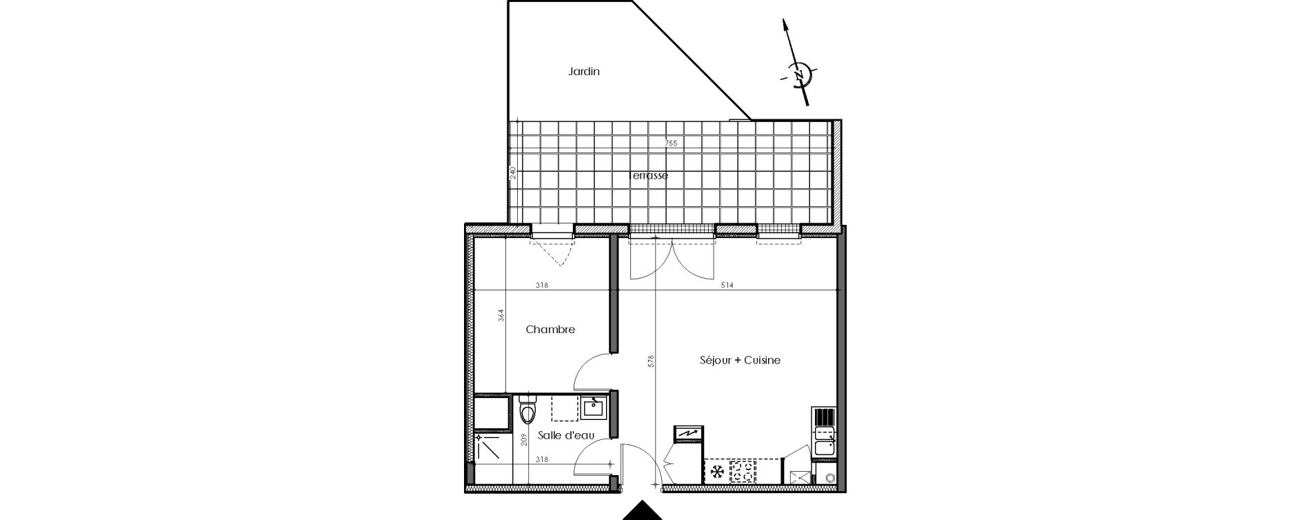 Appartement T2 de 46,33 m2 &agrave; Sautron Centre