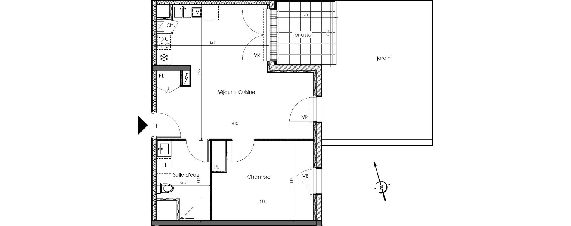 Appartement T2 de 44,51 m2 &agrave; Sautron Centre