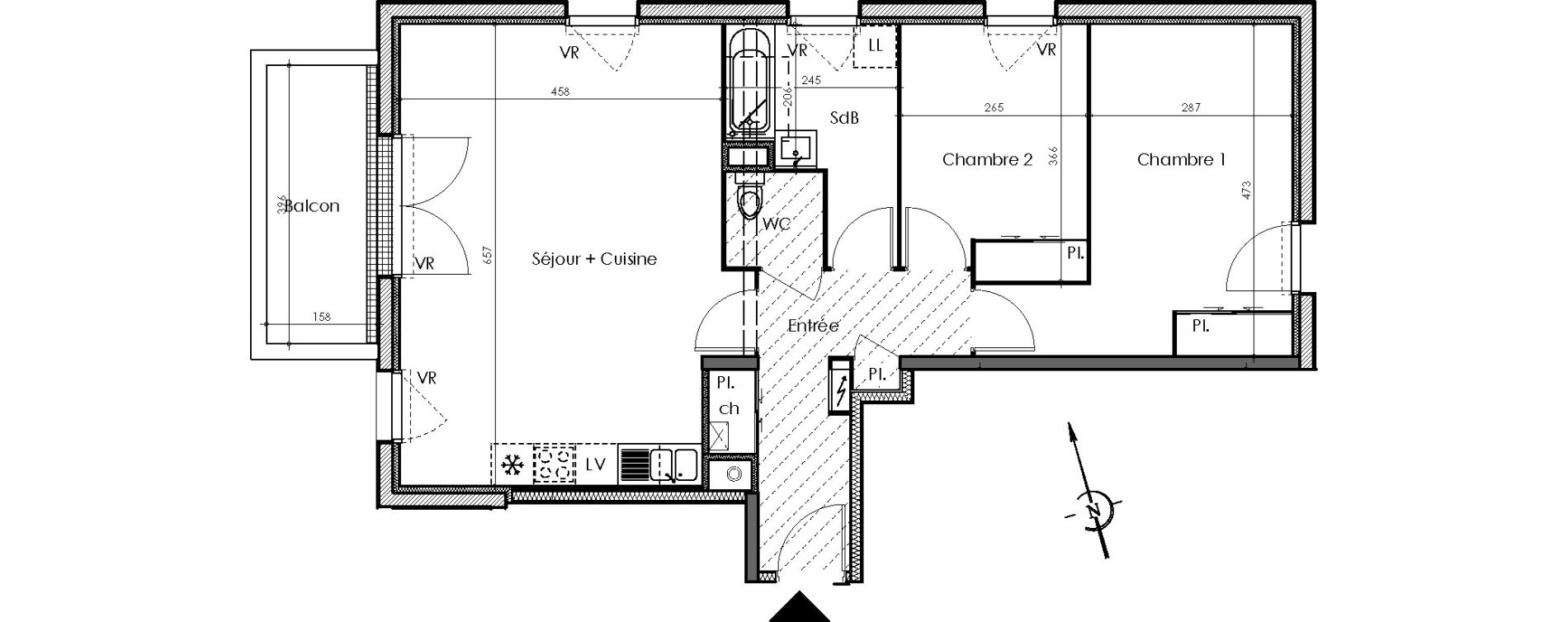 Appartement T3 de 71,17 m2 &agrave; Sautron Centre