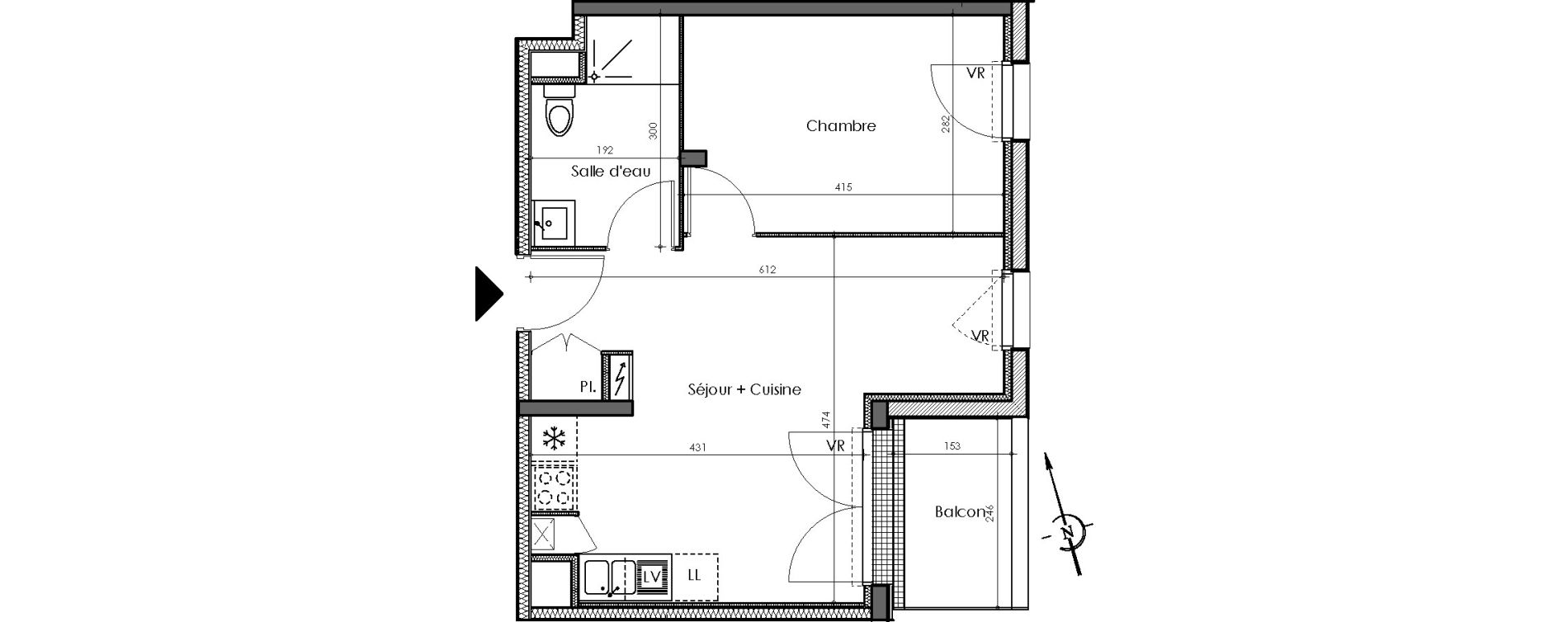 Appartement T2 de 39,51 m2 &agrave; Sautron Centre