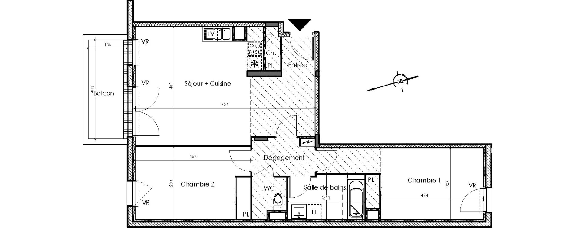 Appartement T3 de 72,57 m2 &agrave; Sautron Centre