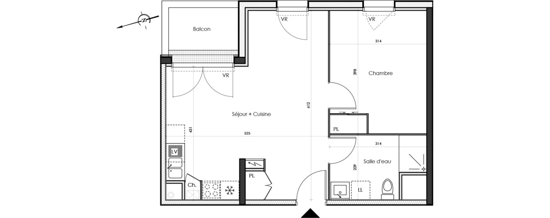 Appartement T2 de 44,50 m2 &agrave; Sautron Centre