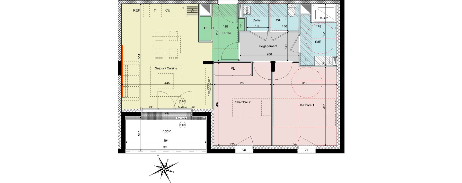 Appartement T3 de 61,98 m2 &agrave; Sautron Centre