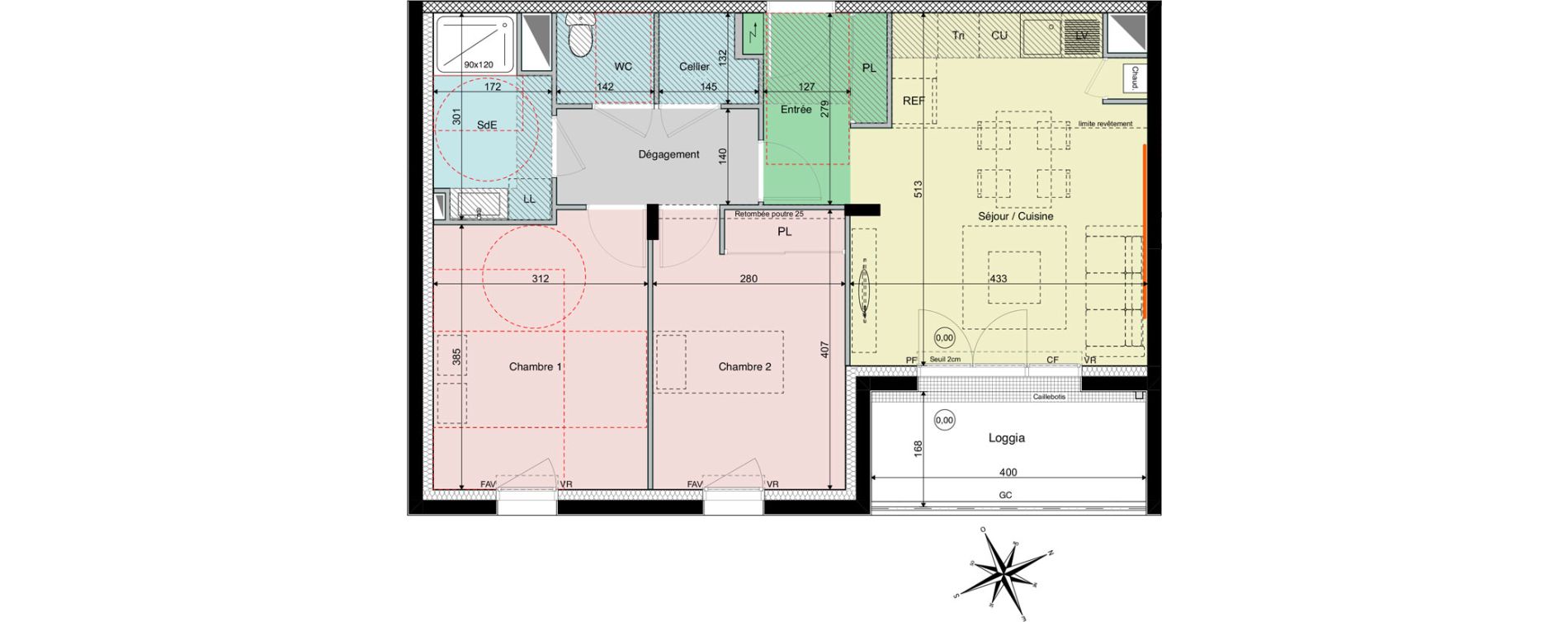 Appartement T3 de 61,13 m2 &agrave; Sautron Centre