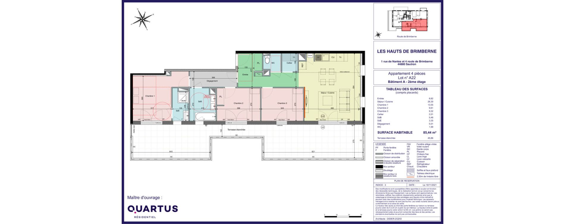 Appartement T4 de 85,44 m2 &agrave; Sautron Centre