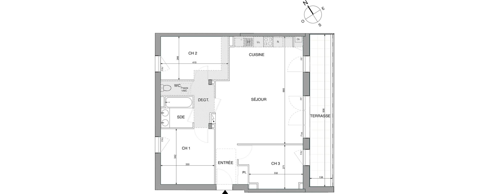 Appartement T4 de 77,48 m2 &agrave; Sautron Centre