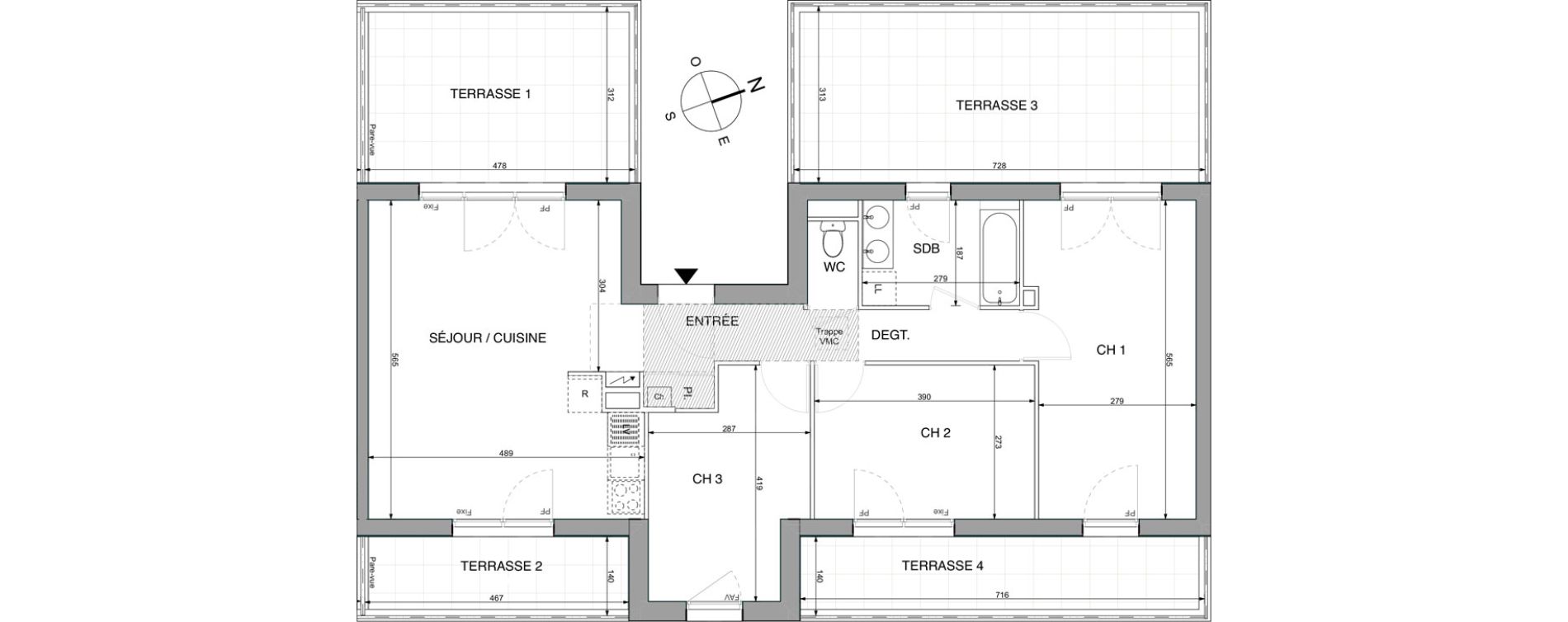 Appartement T4 de 78,01 m2 &agrave; Sautron Centre