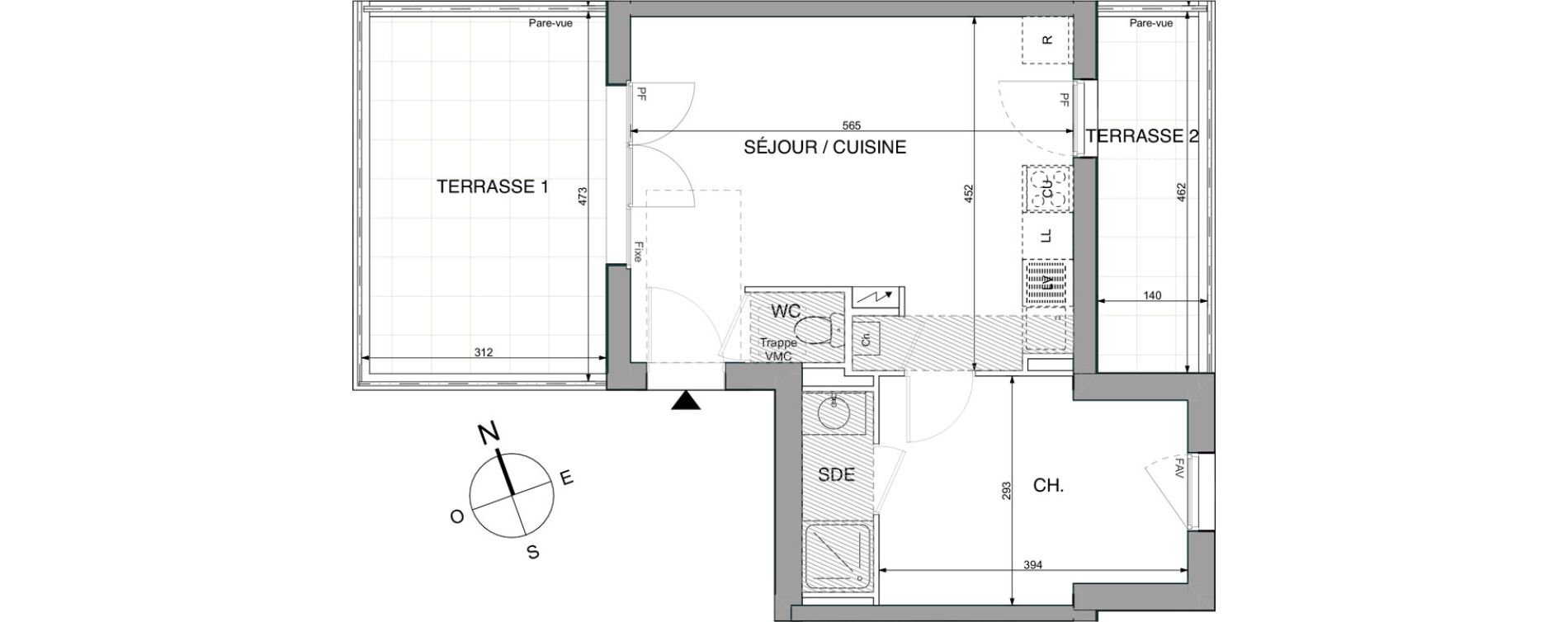 Appartement T2 de 37,63 m2 &agrave; Sautron Centre