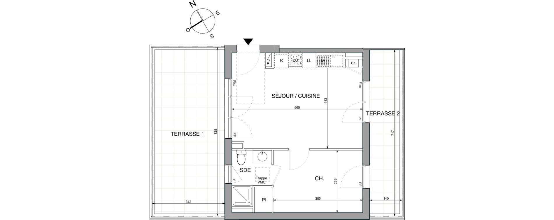 Appartement T2 de 37,40 m2 &agrave; Sautron Centre