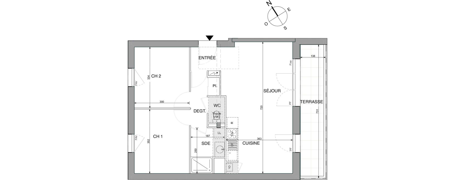 Appartement T3 de 58,22 m2 &agrave; Sautron Centre