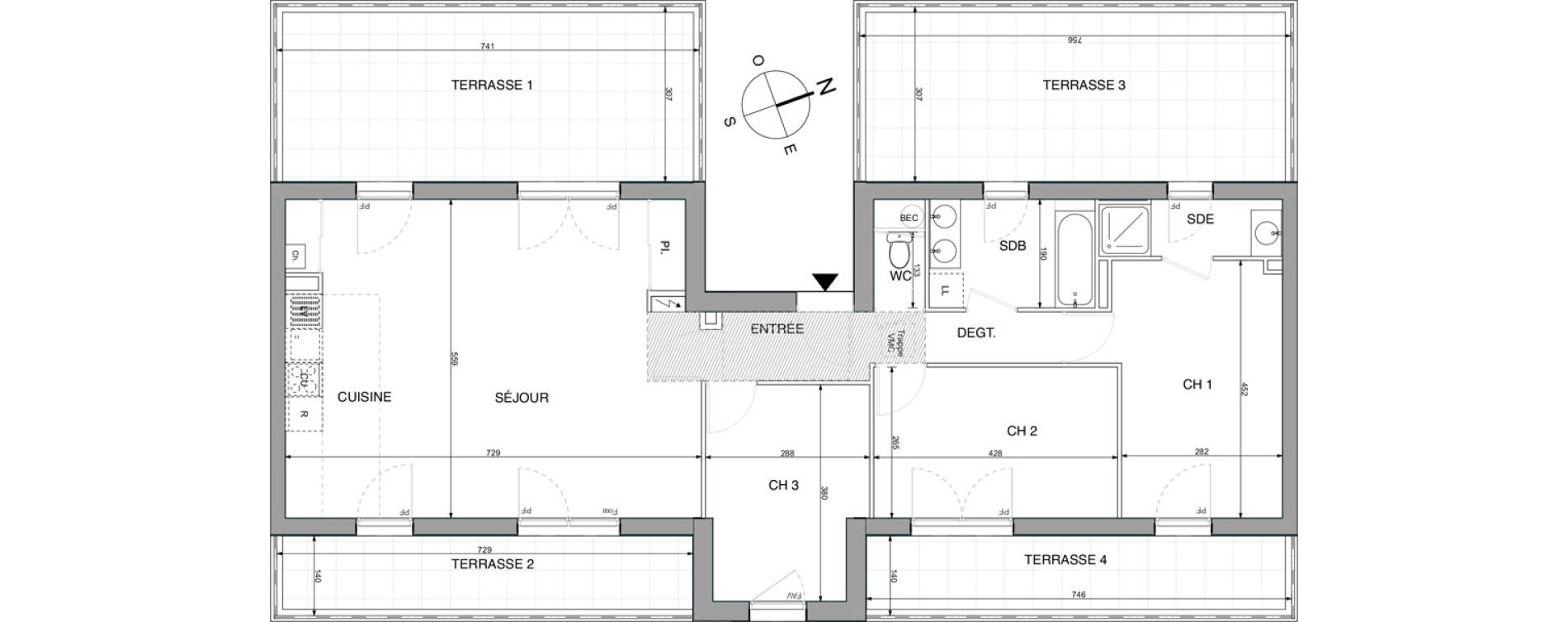 Appartement T4 de 91,26 m2 &agrave; Sautron Centre