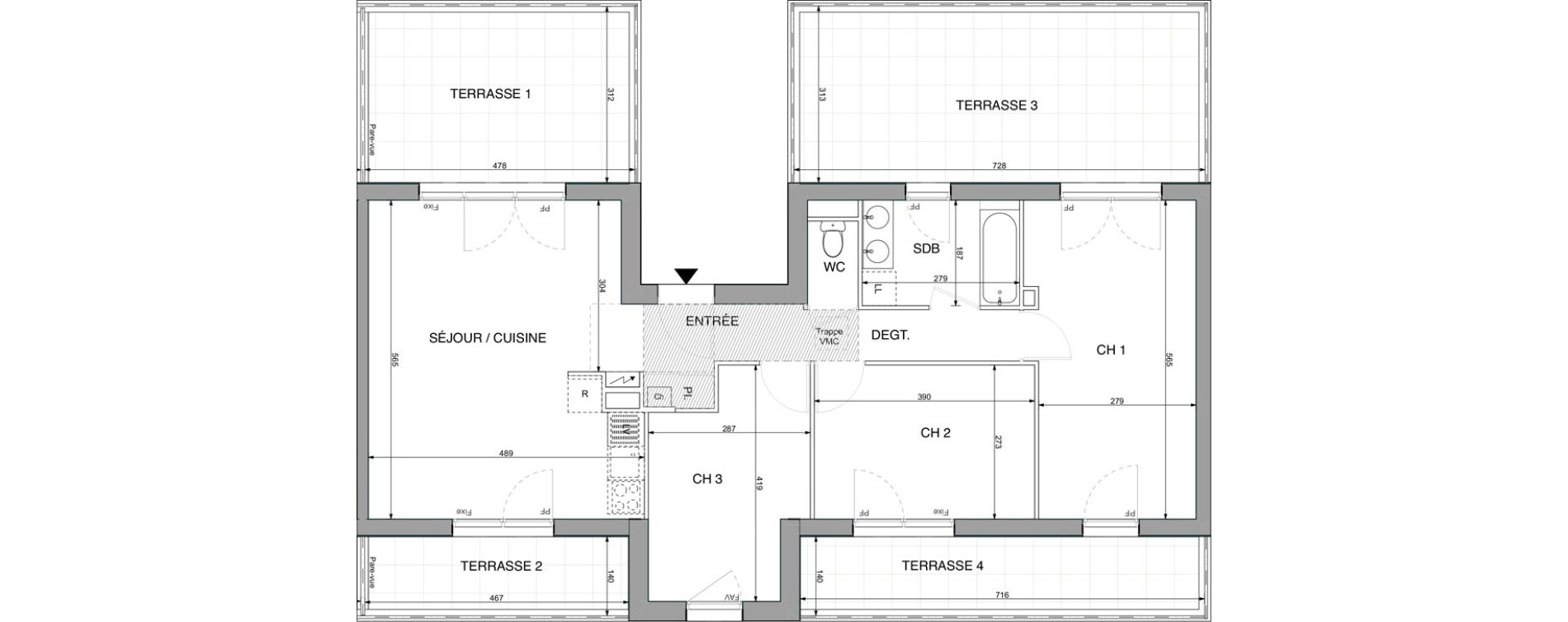 Appartement T4 de 78,01 m2 &agrave; Sautron Centre