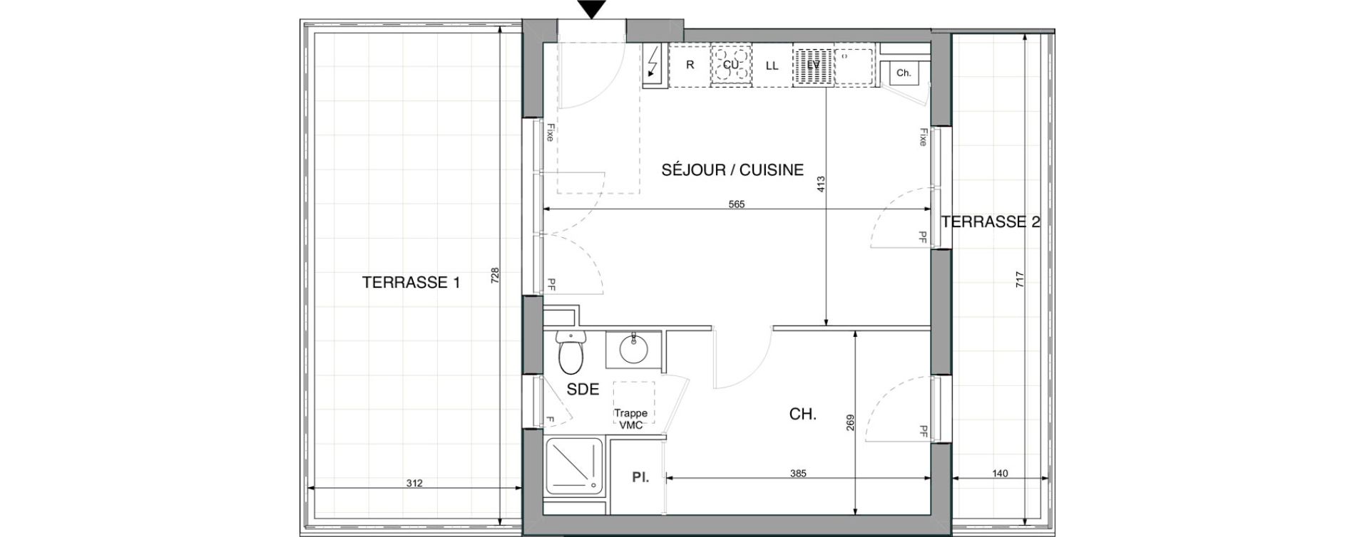 Appartement T2 de 37,40 m2 &agrave; Sautron Centre