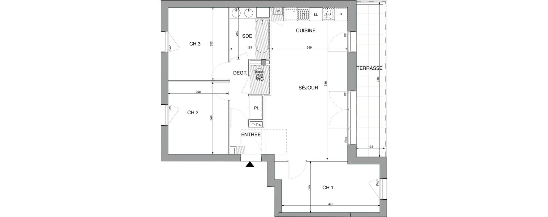 Appartement T4 de 71,75 m2 &agrave; Sautron Centre