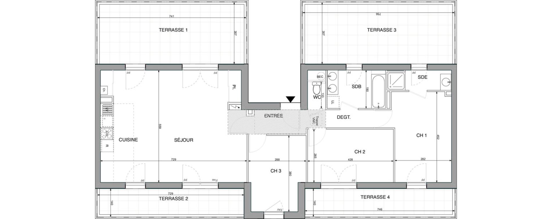 Appartement T4 de 91,26 m2 &agrave; Sautron Centre