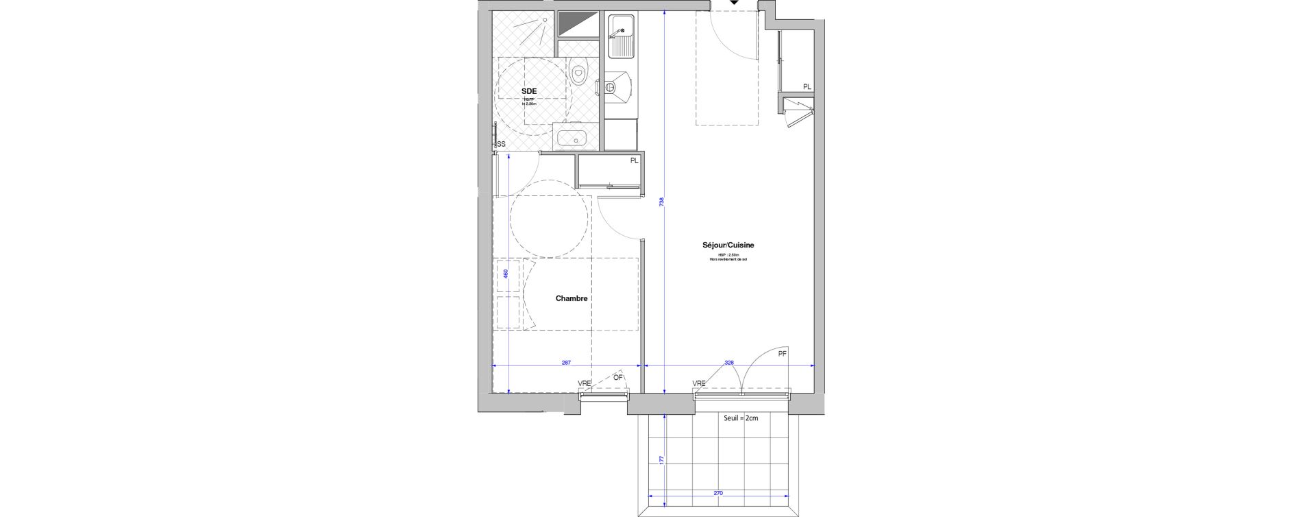 Appartement T2 meubl&eacute; de 43,61 m2 &agrave; Savenay Centre