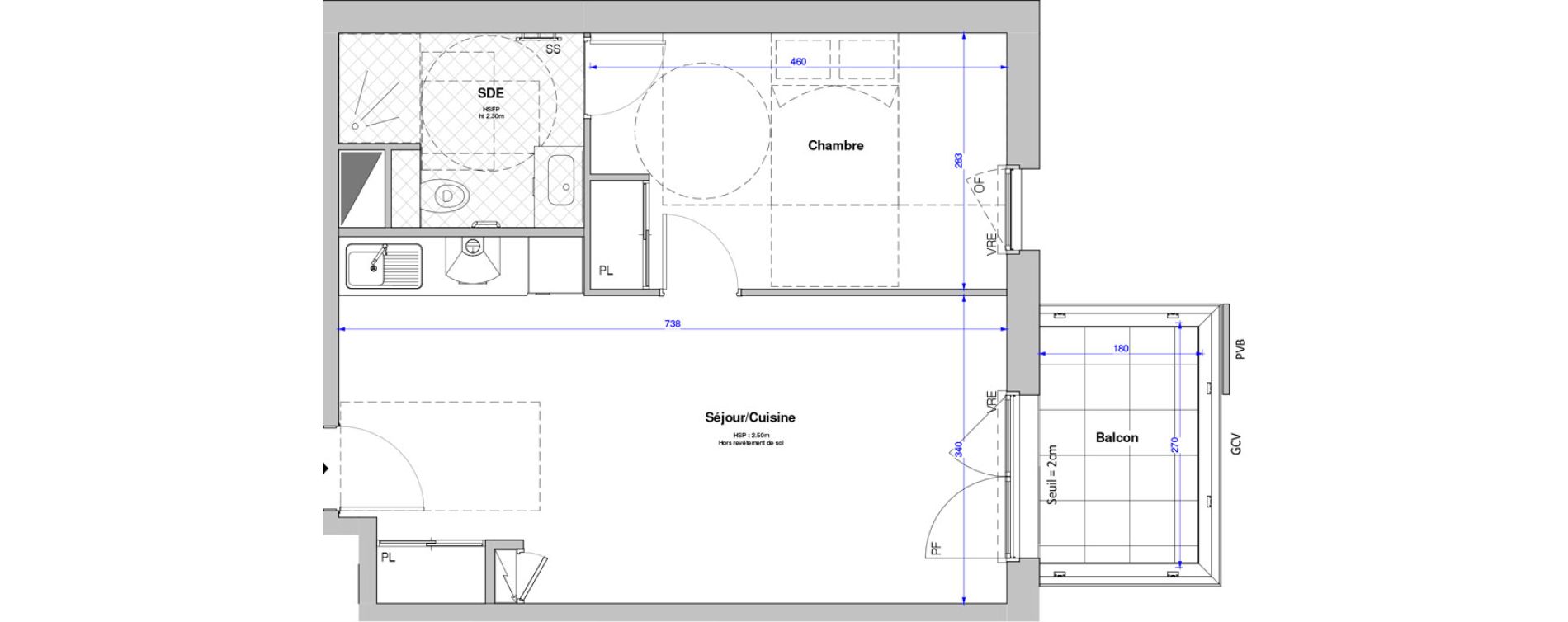 Appartement T2 meubl&eacute; de 44,12 m2 &agrave; Savenay Centre