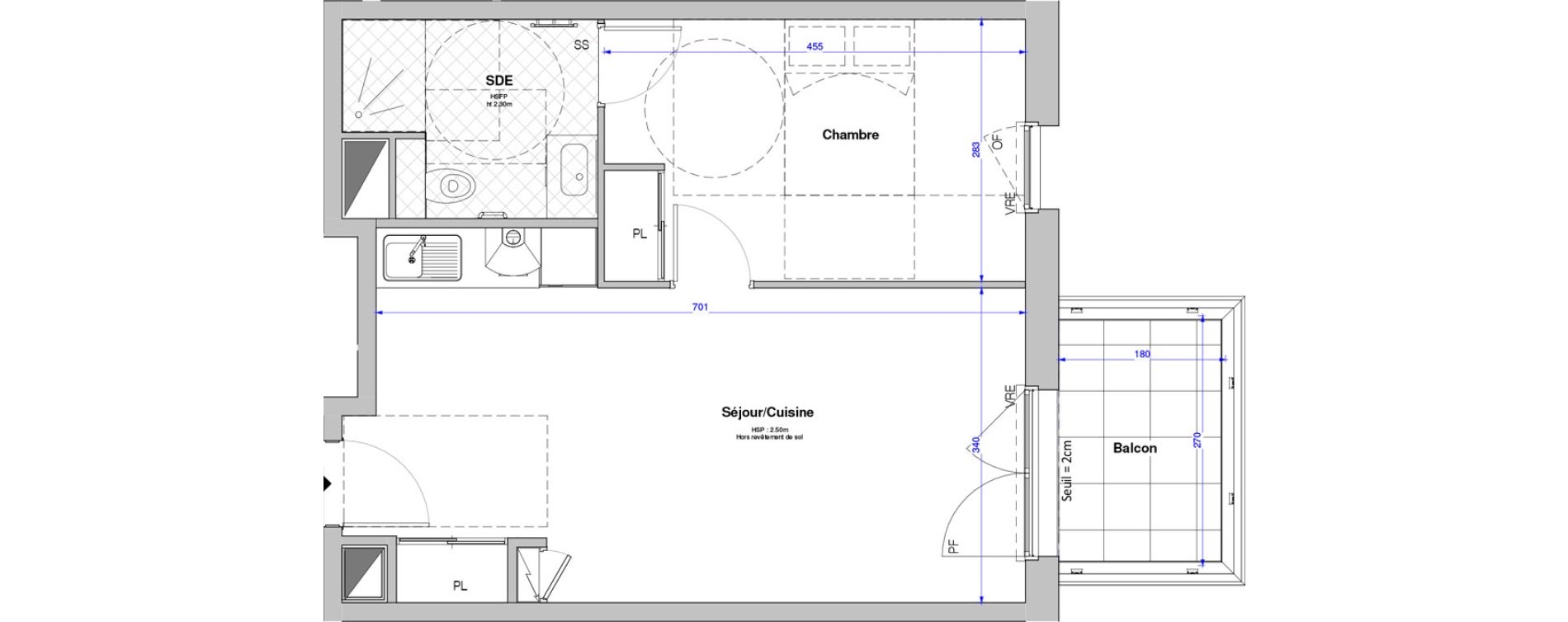 Appartement T2 meubl&eacute; de 43,34 m2 &agrave; Savenay Centre