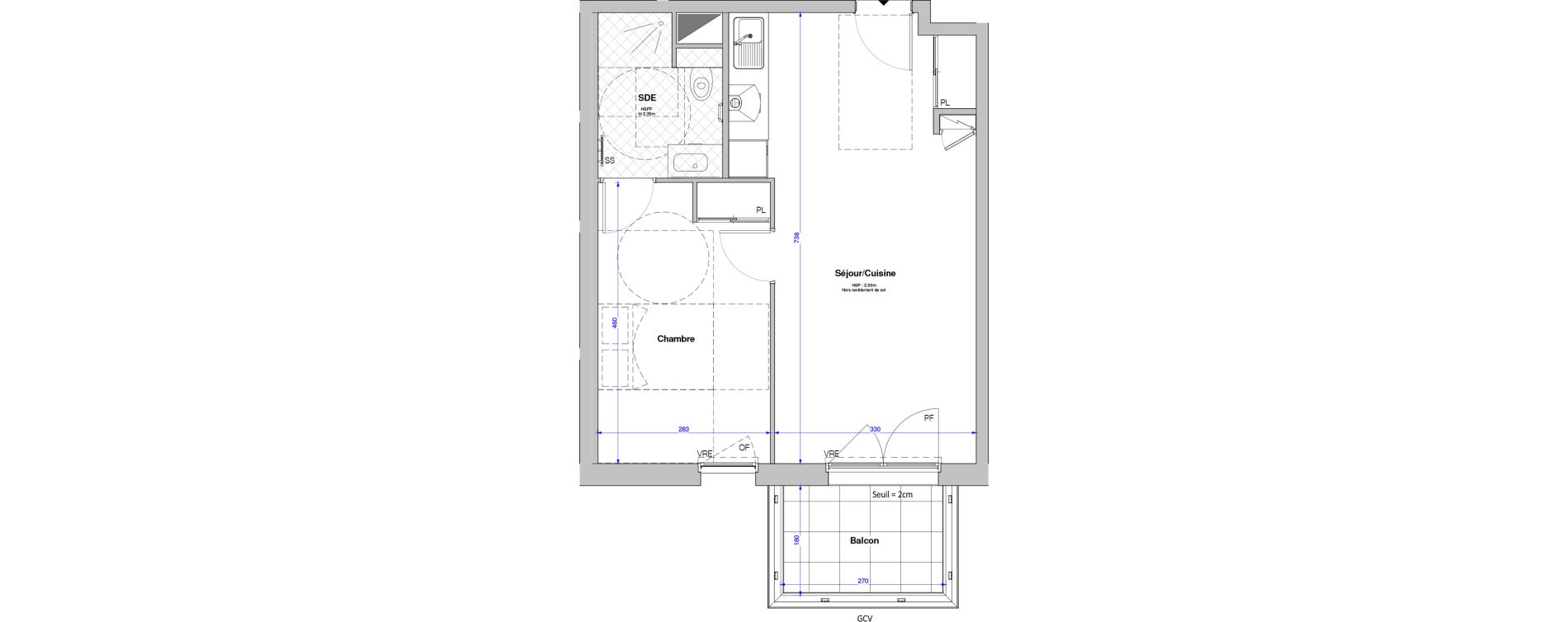 Appartement T2 meubl&eacute; de 43,45 m2 &agrave; Savenay Centre