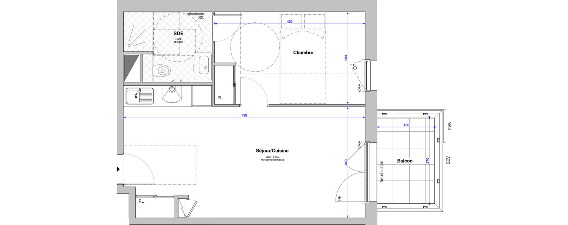 Appartement T2 meubl&eacute; de 44,17 m2 &agrave; Savenay Centre