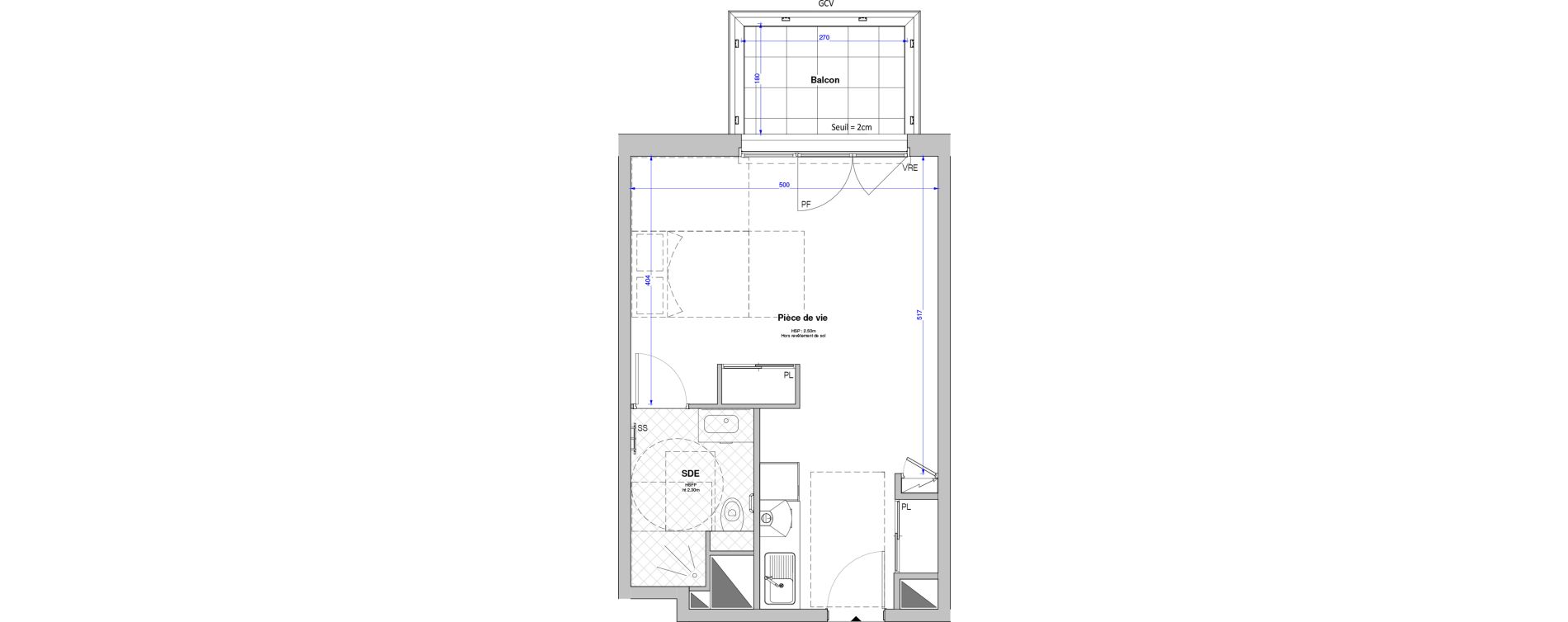 Studio meubl&eacute; de 34,13 m2 &agrave; Savenay Centre